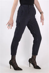 מכנסי בד פסים בכחול- XS